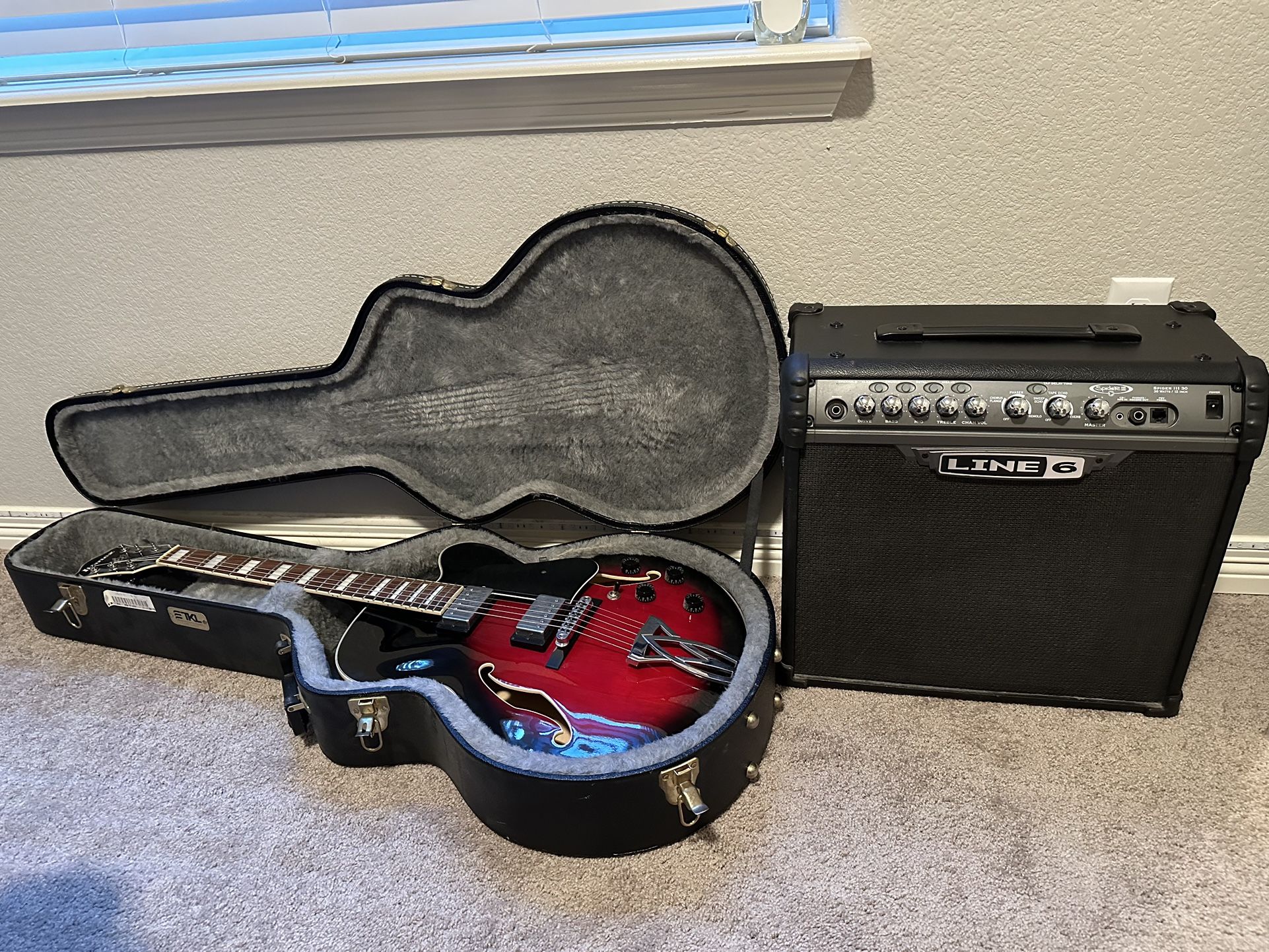 Ibanez Electric Hollow Body Guitar + Amp, Case 