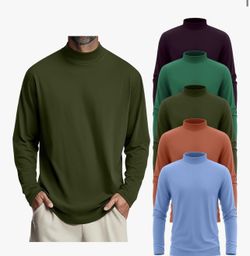 Pack Mens Big and Tall Mock Turtleneck Long Sleeve Shirts Plus Size 2x or 4x and 5x