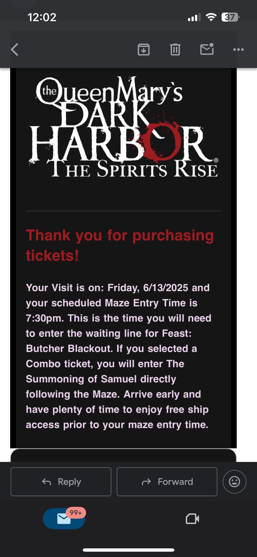 2 Dark Harbor Tickets For Friday June 13th
