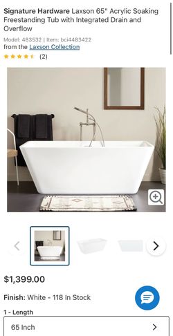 New 65” White Acrylic Freestanding Bathtub