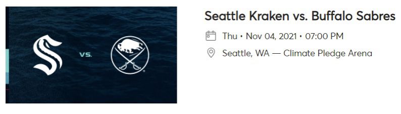 Seattle Krakens Vs Buffalo Sabres