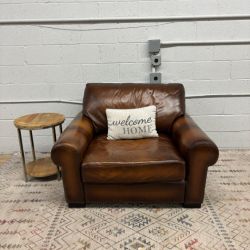 Pottery Barn Turner Leather Grand Armchair (Delivery Available)