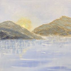 Blue Calm Original Acrylic Painting From Deb Bossert Artworks, 6" x 6" Signed