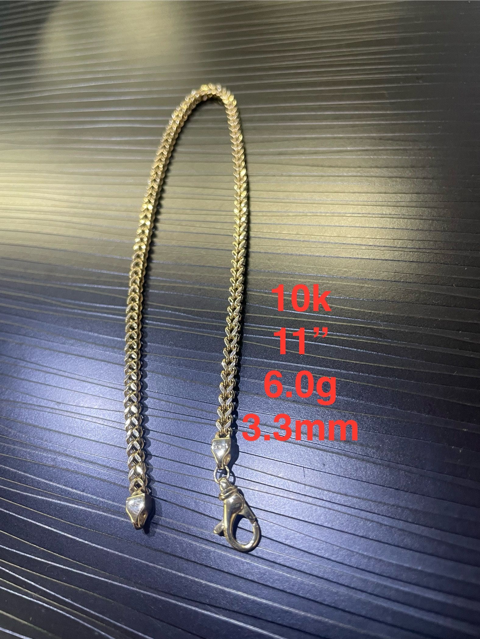 10k Semi Solid Franco Anklet 11” ✅