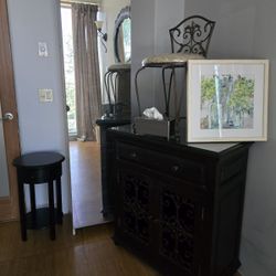 Mirrored Cabinet, Wood Hutch, & Misc Furniture $350 Whole Lot