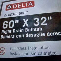 Classic 500 Delta 36in.L By 36 In.W Alcove Deep Soaking Bathtub With Right Drain In High Gloss White