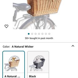 Bike Basket, with Wire , Wicker Front Basket Dog Small Pet Carrier Basket