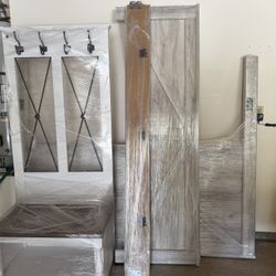 White Hall Tree / Coat Rack Storage Entry