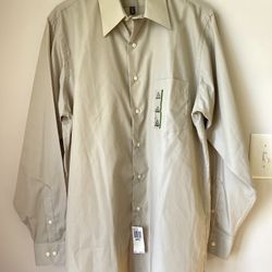 Arrow Men's Button Down Wrinkle Free Shirt Tan-Beige Size M 15-15 1/2 (34/35)