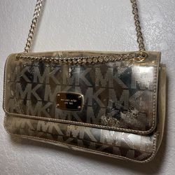 Michael Kors Gold Bag with Cuban Chain Link Double Strap