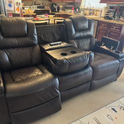 Dark Brown Dual Power Recliners Sofa $225