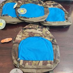 Kid's Camouflage and Blue Backpacks Brand New with Tags 