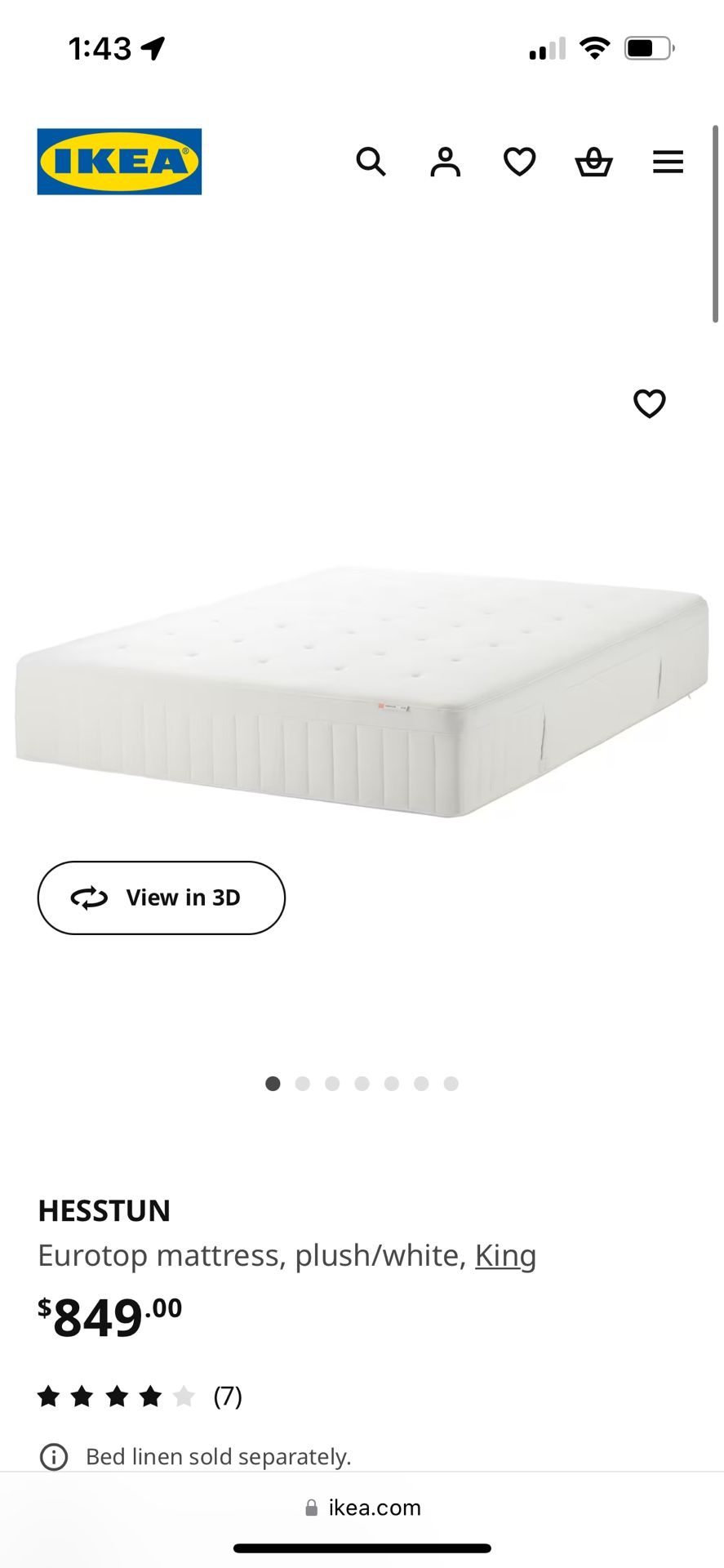 Ikea Queen HessTun Mattress and Espevar Frame- New