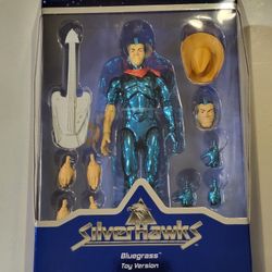 SUPER 7 ULTIMATES. SILVERHAWKS. BLUEGRASS 7 " VAC METAL ACTION FIGURE.