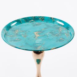 Mermaid Tail End Coffee Table Round Side Table, Modern Metal Pedestal Table, Minimalist Accent Table for Small Spaces, Drink Martini Table Decoration 