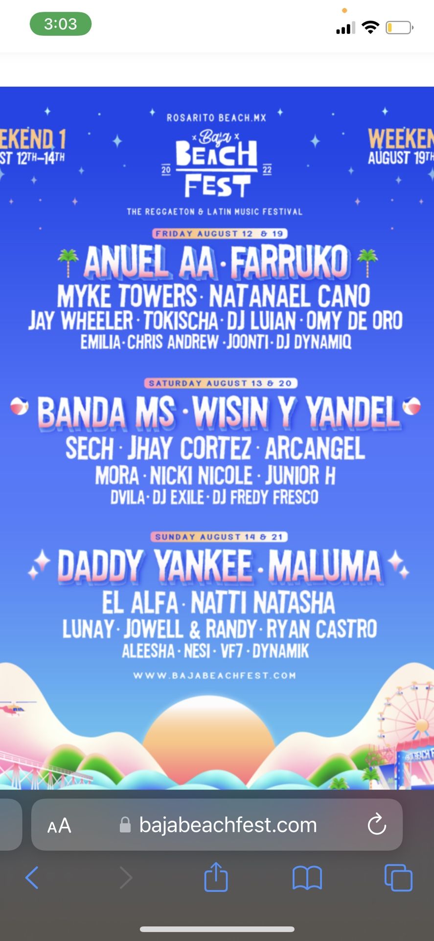Baja Beach Week 1(3 Tickets )