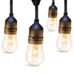 96FT(48FT*2) Outdoor String Lights Commercial Grade Weatherproof Strand, 36 Edison Vintage Bulbs, 30 Hanging Sockets 6 Spare Bulbs ETL Listed Decorati
