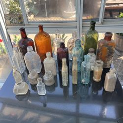 Antique Vintage 22 Glass Bottles 