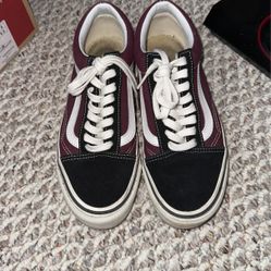 burgundy and black old skool vans