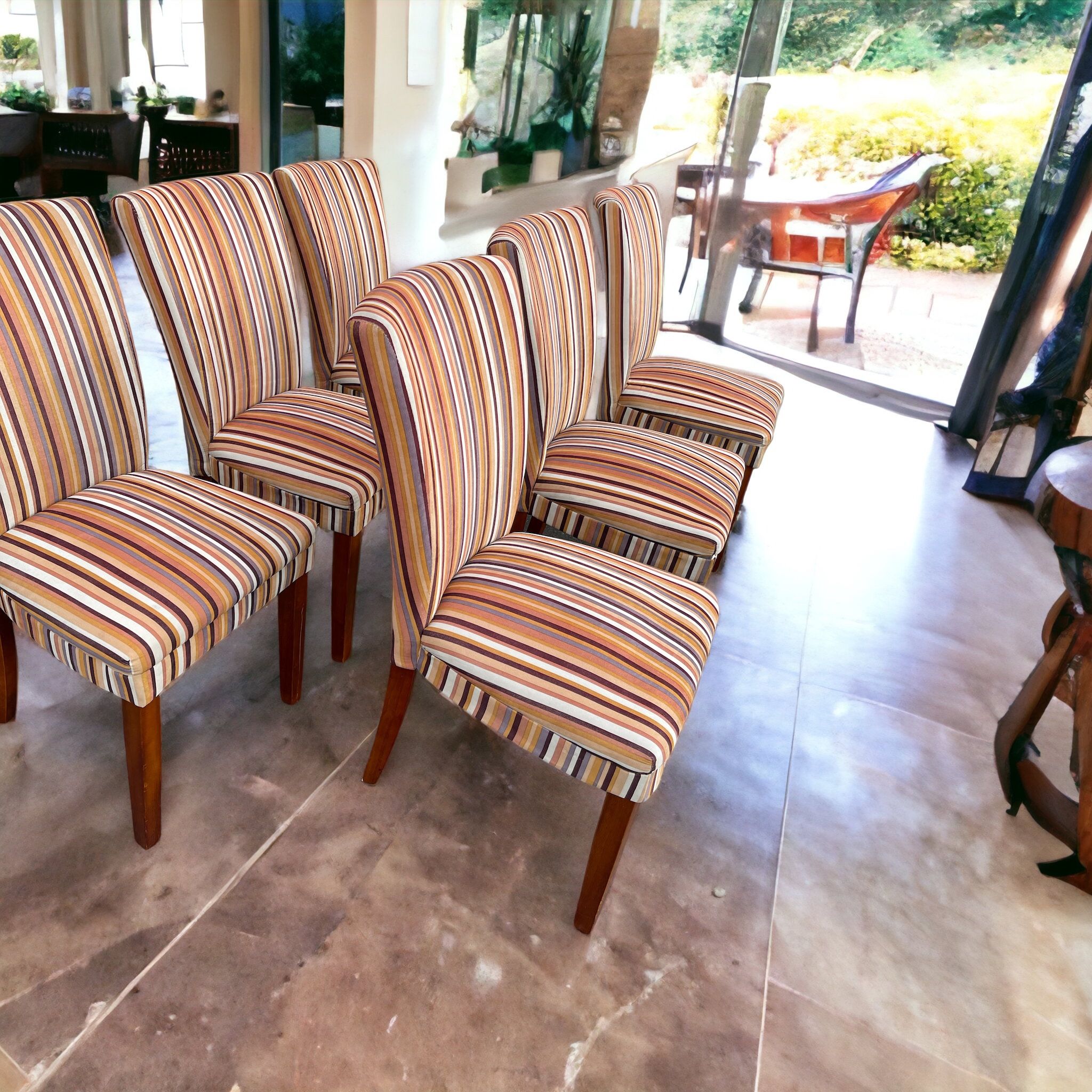TRIBECCA HOME Parson Striped Upholstered Dining Chairs (Set of 6)