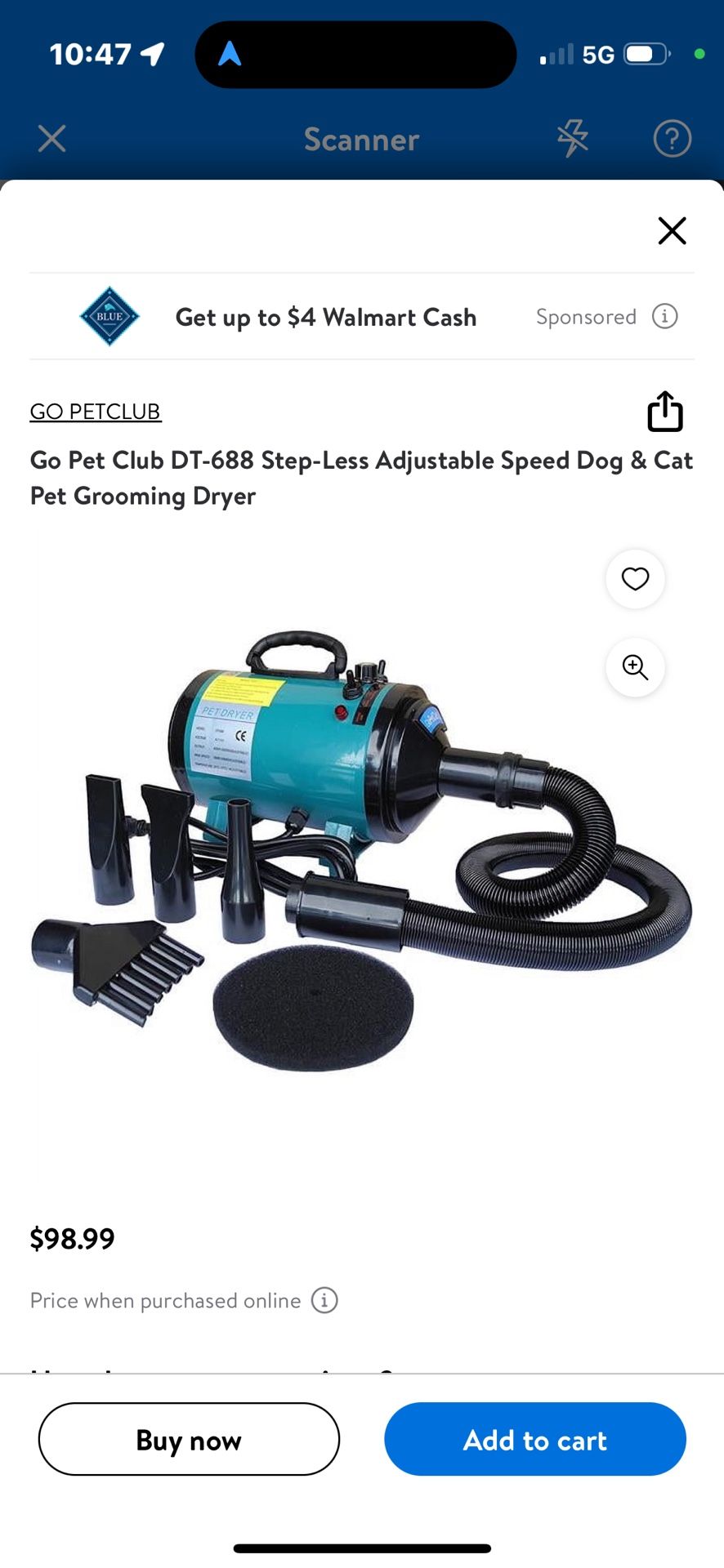 Go Pet Club DT-688 Step-Less Adjustable Speed Dog & Cat Pet Grooming Dryer