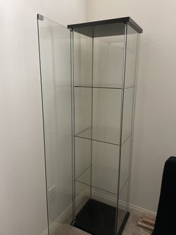 Ikea DETOLF Glass-door cabinet, black-brown for Sale in Las Vegas