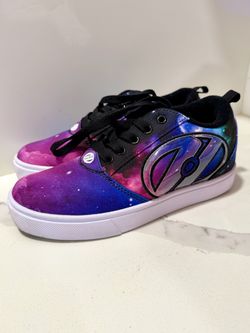 Heelys Pro 20 LG Galaxy Purple Blue Youth 4 Womens 5 Wheeled Shoes w/ Box