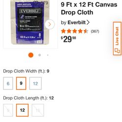 9 Ft x 12 Ft Canvas Drop Cloth