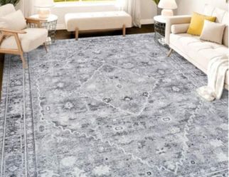 NEW 8' x 10' Area Rug Washable Foldable Grey Rug Area Carpet New, Open Box Manufacturer calls this grey