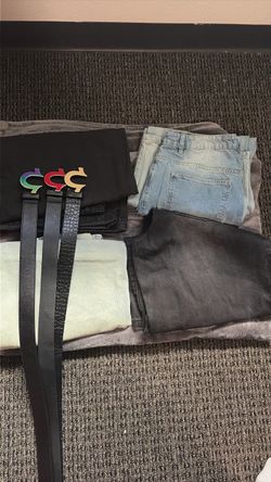Boo-hoo man, baggy pants size comes with three belts