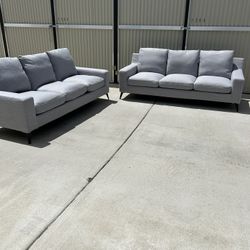 2 Brand New Light Gray Mid-Century Modern Sofas