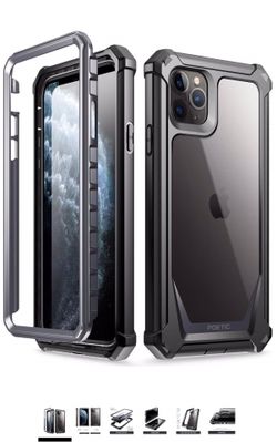 iPhone 11 Pro Case, Poetic Full-Body Hybrid Shockproof Rugged Clear Bumper Cover, Built-in-Screen Protector, Guardian Series, Case for Apple iPhone 1
