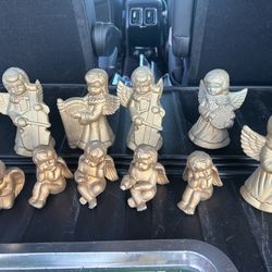 Lot Of 10 Vintage Gold Tone Angel Figurines