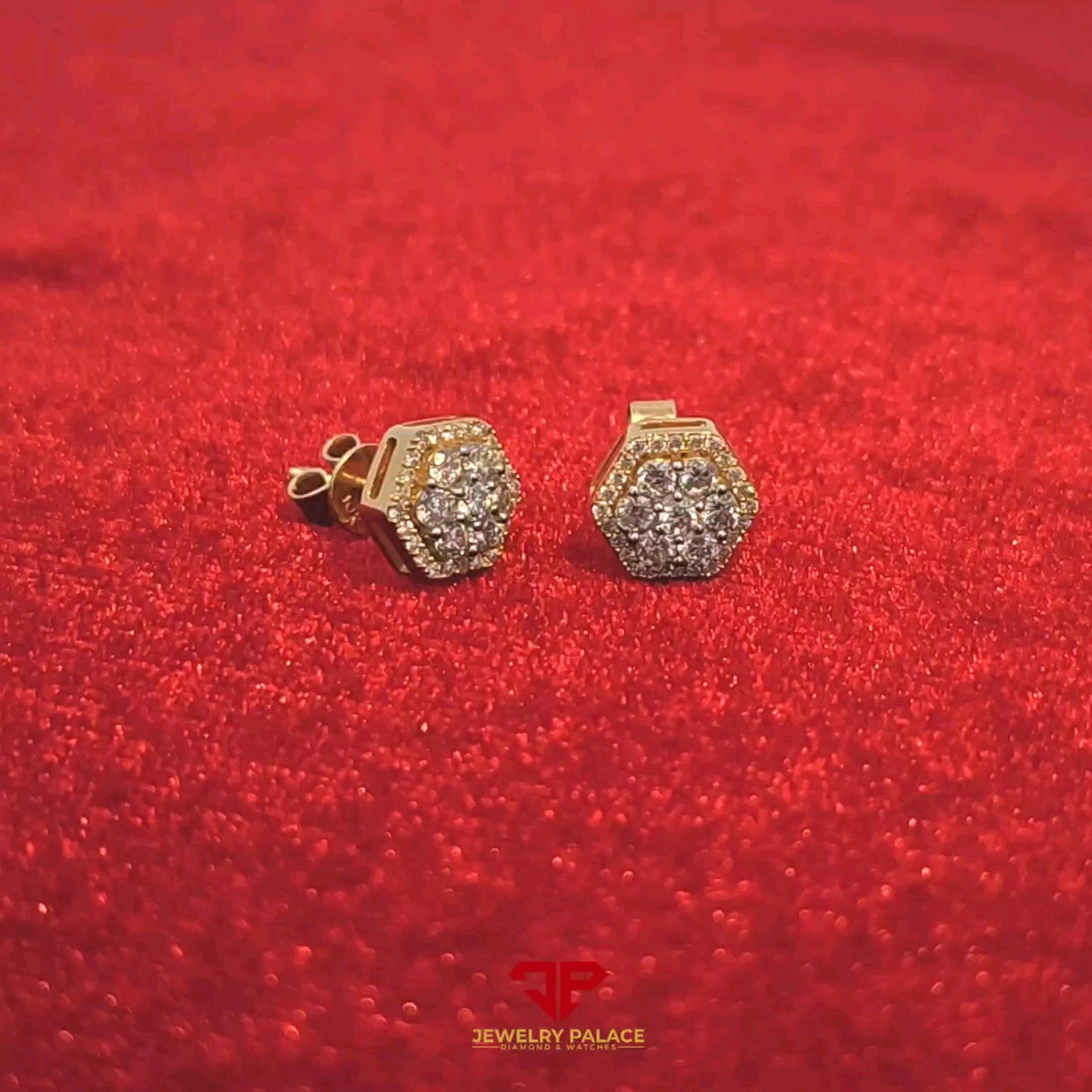 Fancy hexagon Diamond earrings with 10K Gold and 0.62 CTW Diamond