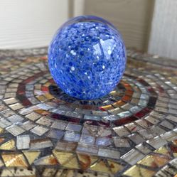 Beautiful Clear And Blue Glass Paperweight