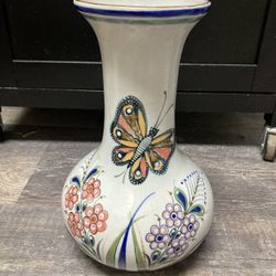 Vintage Tonala Erandi .D. Vase With Butterfly Design