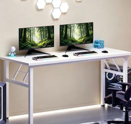 sogesfurniture Modern Foldable Computer Desk 47 inches, No Assembly Sturdy Laptop Workstation for Home Office, Portable Folding Study Table Writing Ga