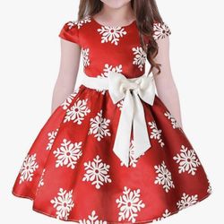 Toddler Baby Girls Dress, Snowflake Print, Wedding Formal Birthday Party Dresses with Bowknot Belt (size 4)