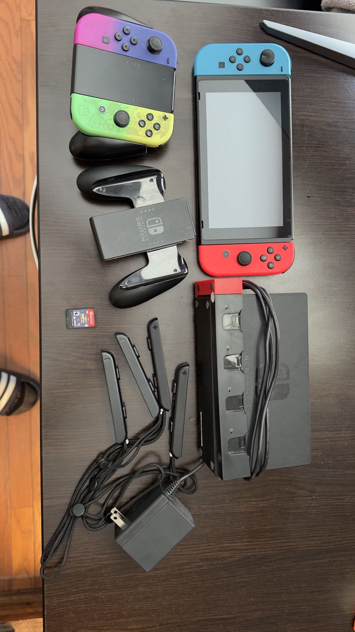 Nintendo Switch With Mario Party And Accessories And 4 Controllers 