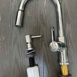 Chrome Kitchen Faucet w/ Sprayer & Pump