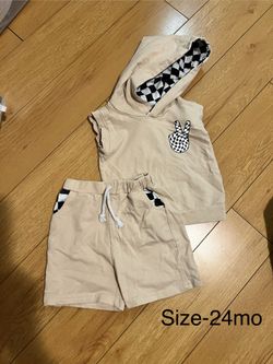Toddler Cutoff Hoodie And Shorts Set 24mo