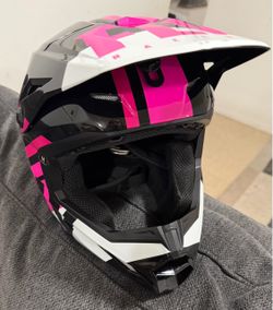 Motocross Helmet Pink Black White Medium