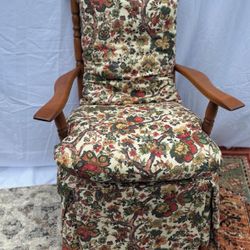 Antique Floral Cushioned Accent Chair