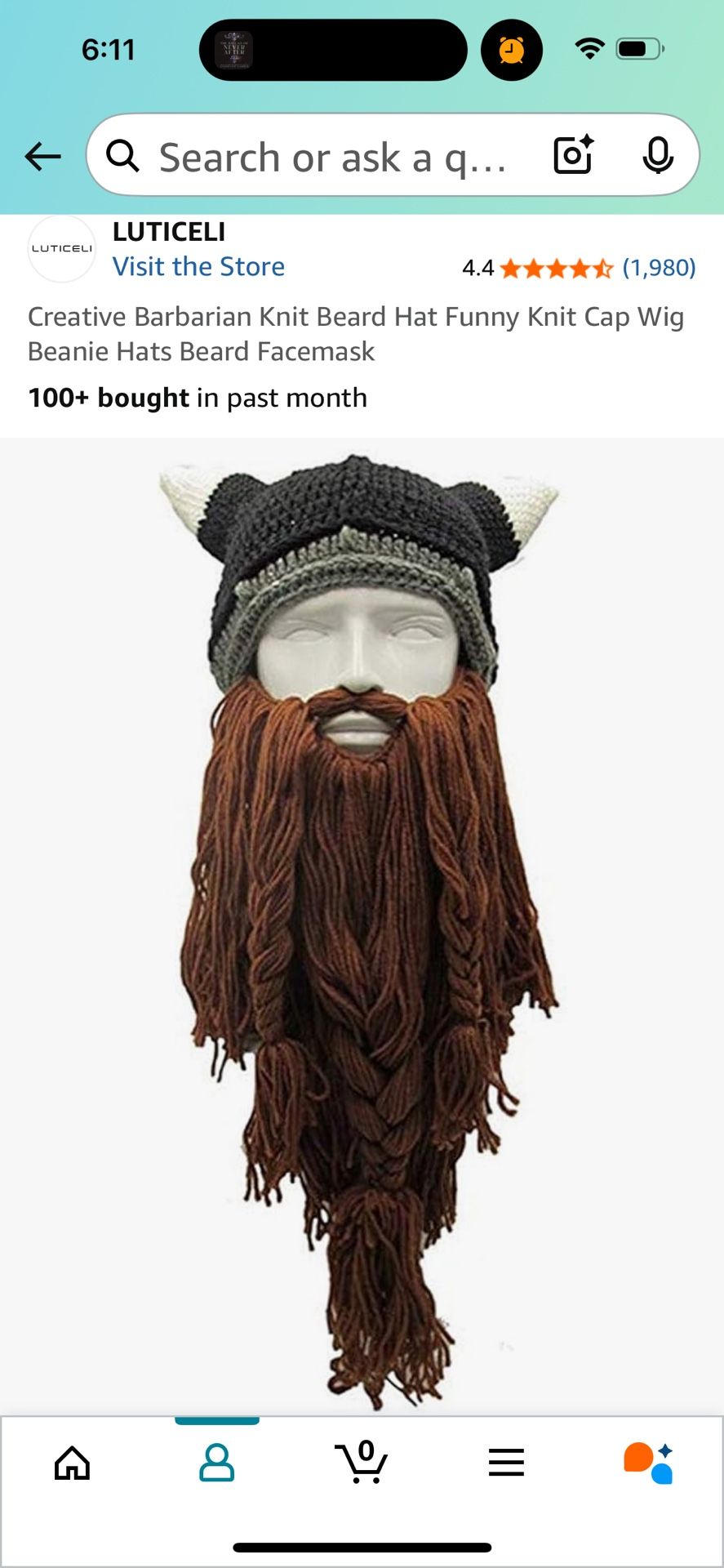 Knitted Viking Beard And Hat Costume