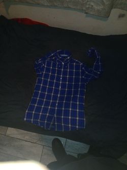 Tommy hilfigure checkered dress shirt long sleeve size m color blue