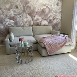 Luxury PLUSH Feather Cloud Velvet Sectional Sofa Couch 