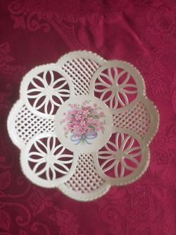 Vintage Hungarian Porcelain Reticulated Bowl with Floral Design AMADEUS