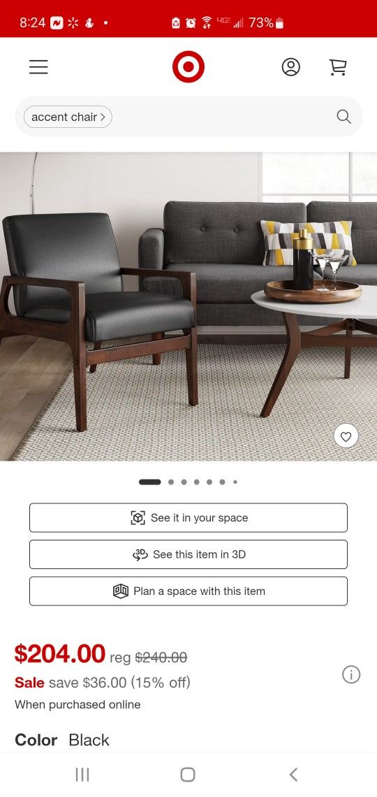 MCM Peoria Arm Chairs In Black. Like New, Used For Staging