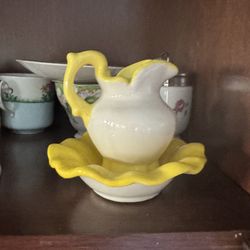 $15 vintage ceramic pitcher and wash basin set.