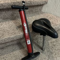 Bike Tire Air Pump And Contour Padded Seat - BOTH Items 1 Low Price